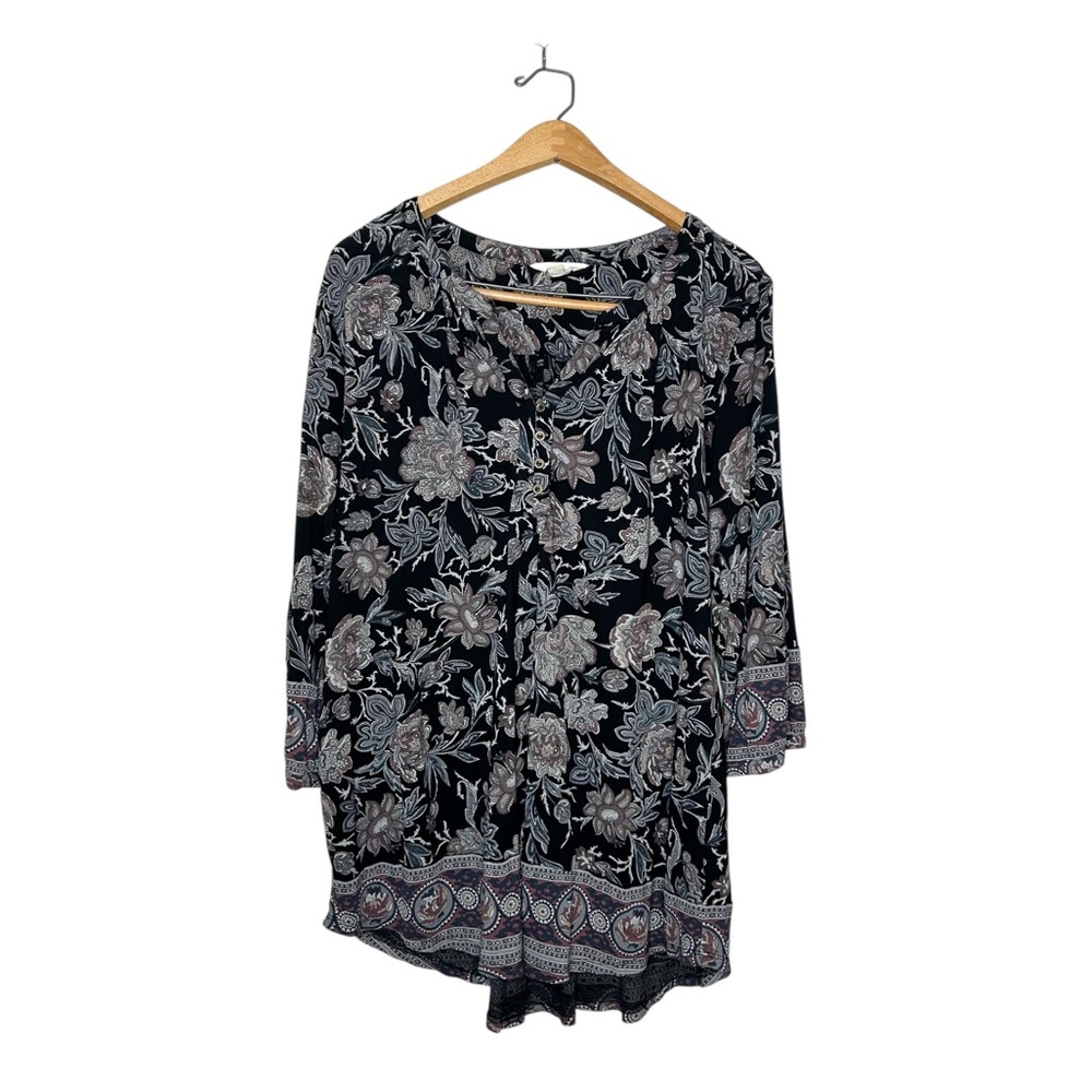 Lucky Brand Women’s Floral Paisley Print Tunic Blouse Plus Size‎ 1X